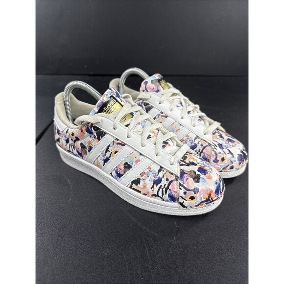 Adidas Superstar Floral Design Banded  Sneakers Size 5 - Picture 1 of 8